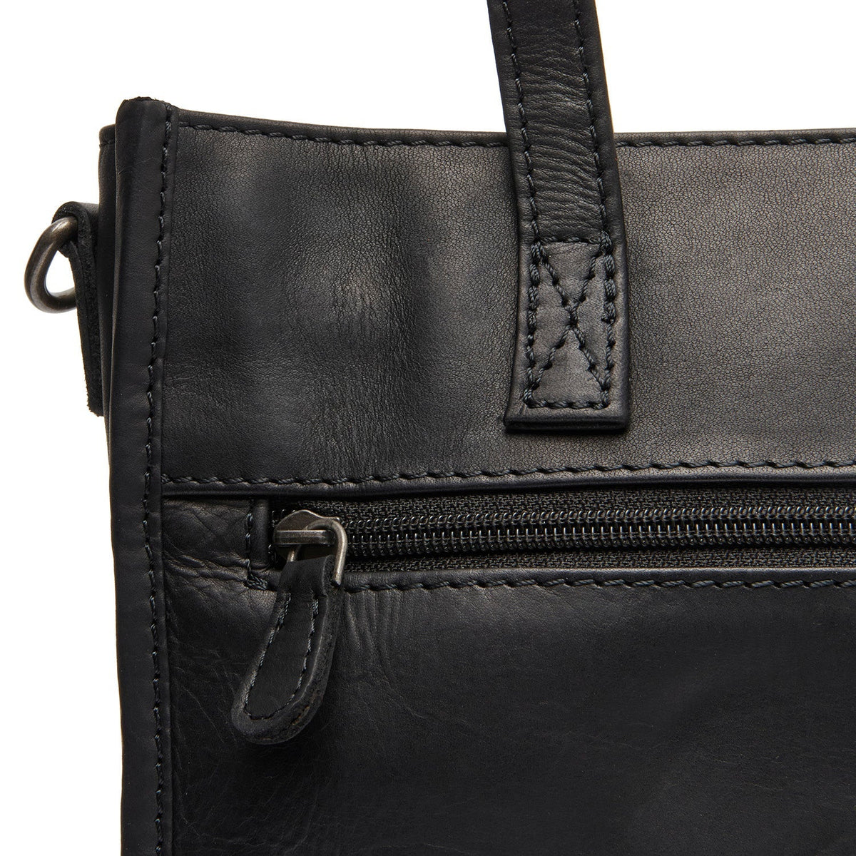 Estella Full-Grain Leather Tote Bag voor Dames - Structured Side Profile Showing Gusset Depth &amp; Expansion Capacity