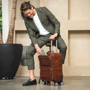 Leather Trolley San Marino voor Dames - Lateral Side Profile View Showing Sleeve Cut &amp; Athletic Taper Fit