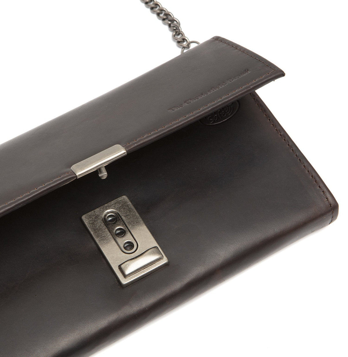 Solid Antique Brass Hardware &amp; Heavy-Duty Dual Zipper Detail on Bora Full-Grain Leather Waiter Wallet voor Dames