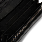 Solid Antique Brass Hardware &amp; Heavy-Duty Dual Zipper Detail on Arvento Full-Grain Leather Wallet voor Dames