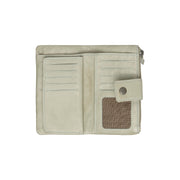 Solid Antique Brass Hardware &amp; Heavy-Duty Dual Zipper Detail on Fresno Full-Grain Leather Wallet voor Dames