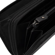 Solid Antique Brass Hardware &amp; Heavy-Duty Dual Zipper Detail on Hadley Full-Grain Leather Wallet voor Dames