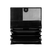 Hampton Full-Grain Leather Wallet voor Dames - Structured Side Profile Showing Gusset Depth &amp; Expansion Capacity
