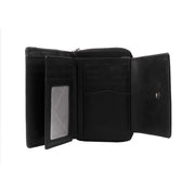 Solid Antique Brass Hardware &amp; Heavy-Duty Dual Zipper Detail on Hanoi Full-Grain Leather Wallet voor Dames