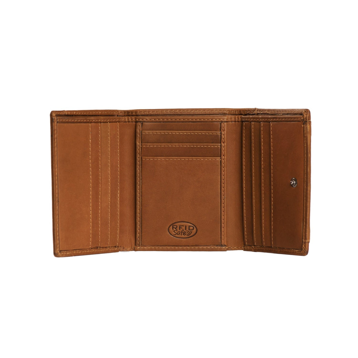 Harthoft Full-Grain Leather Wallet voor Dames - Structured Side Profile Showing Gusset Depth &amp; Expansion Capacity