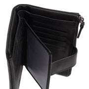 Solid Antique Brass Hardware &amp; Heavy-Duty Dual Zipper Detail on Landau Full-Grain Leather Wallet voor Dames