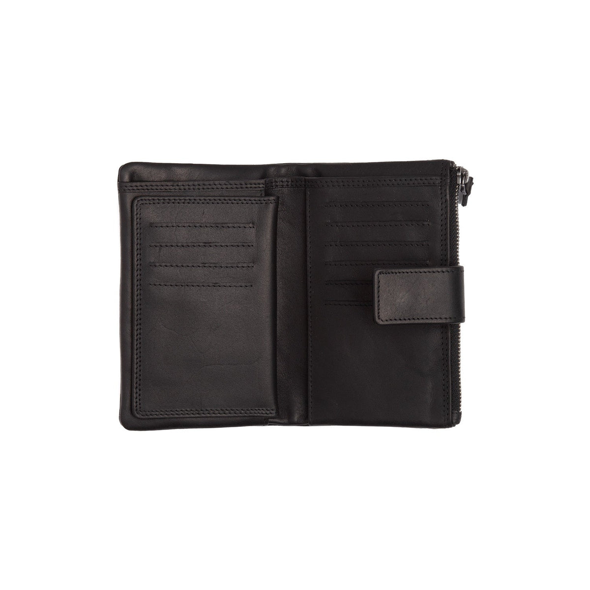 Landau Full-Grain Leather Wallet voor Dames - Structured Side Profile Showing Gusset Depth &amp; Expansion Capacity