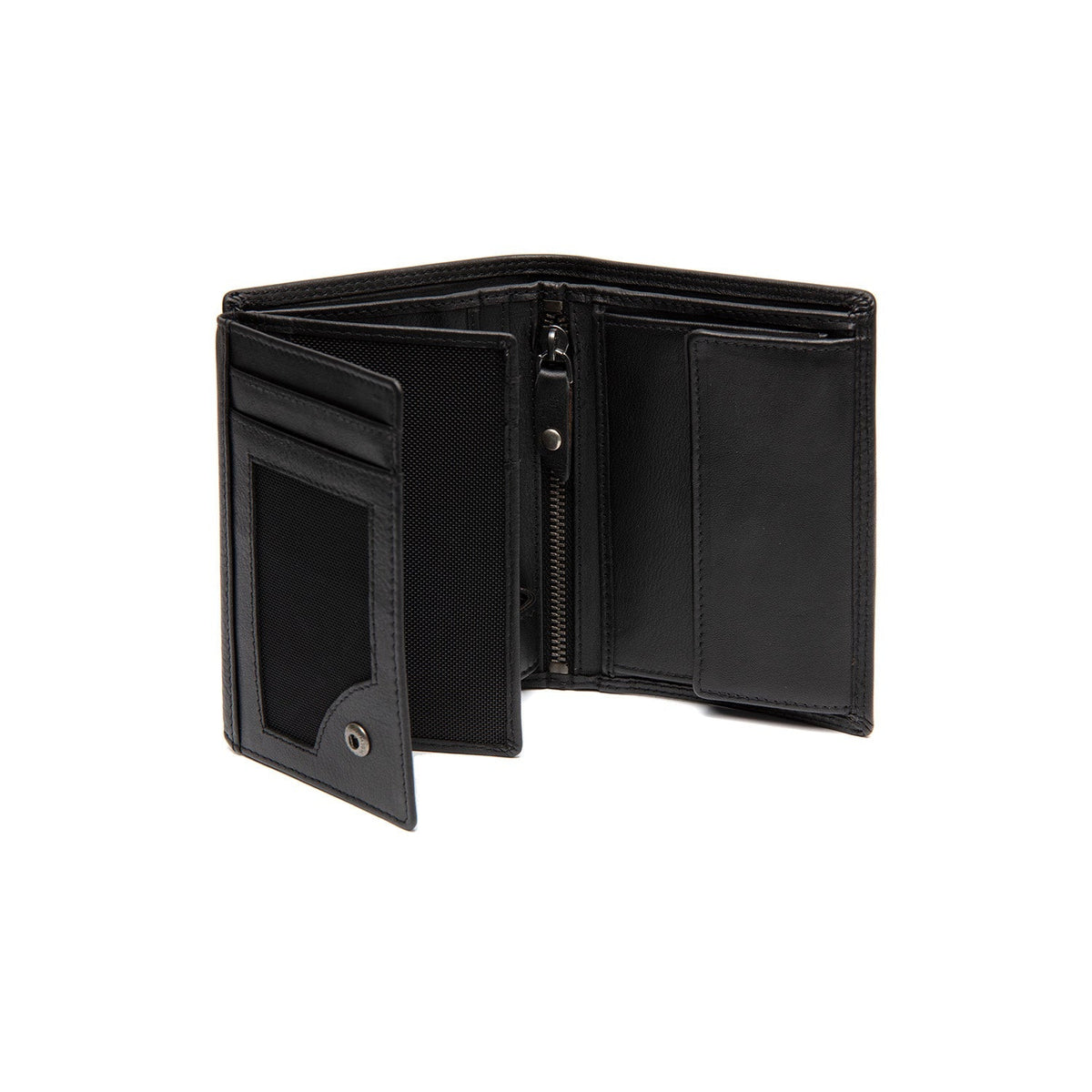 Solid Antique Brass Hardware &amp; Heavy-Duty Dual Zipper Detail on Leroy Full-Grain Leather Wallet voor Heren