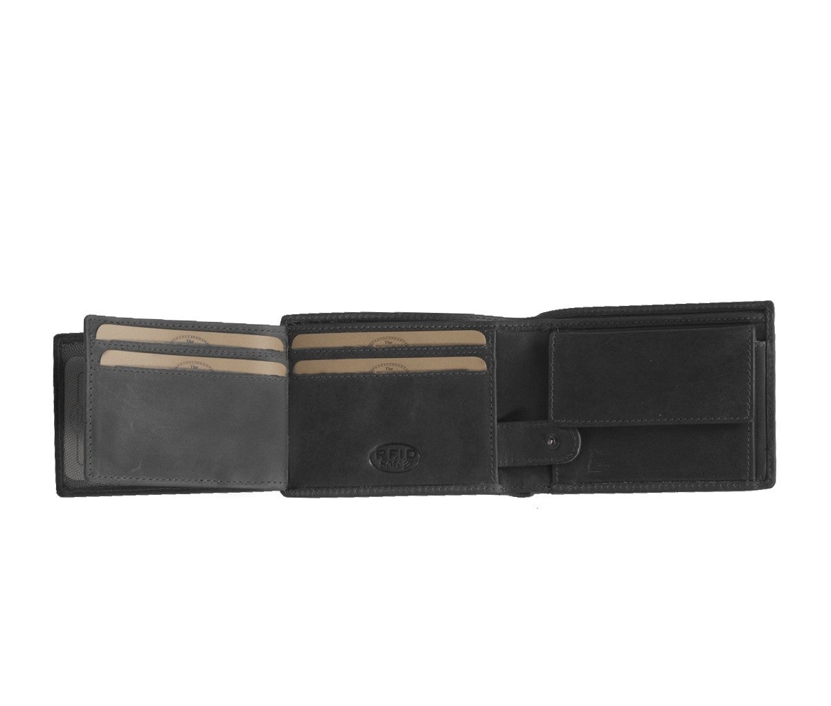 Solid Antique Brass Hardware &amp; Heavy-Duty Dual Zipper Detail on Marvin Full-Grain Leather Wallet voor Heren
