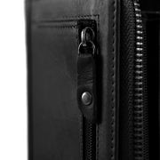 Solid Antique Brass Hardware &amp; Heavy-Duty Dual Zipper Detail on Nova Full-Grain Leather Wallet voor Dames