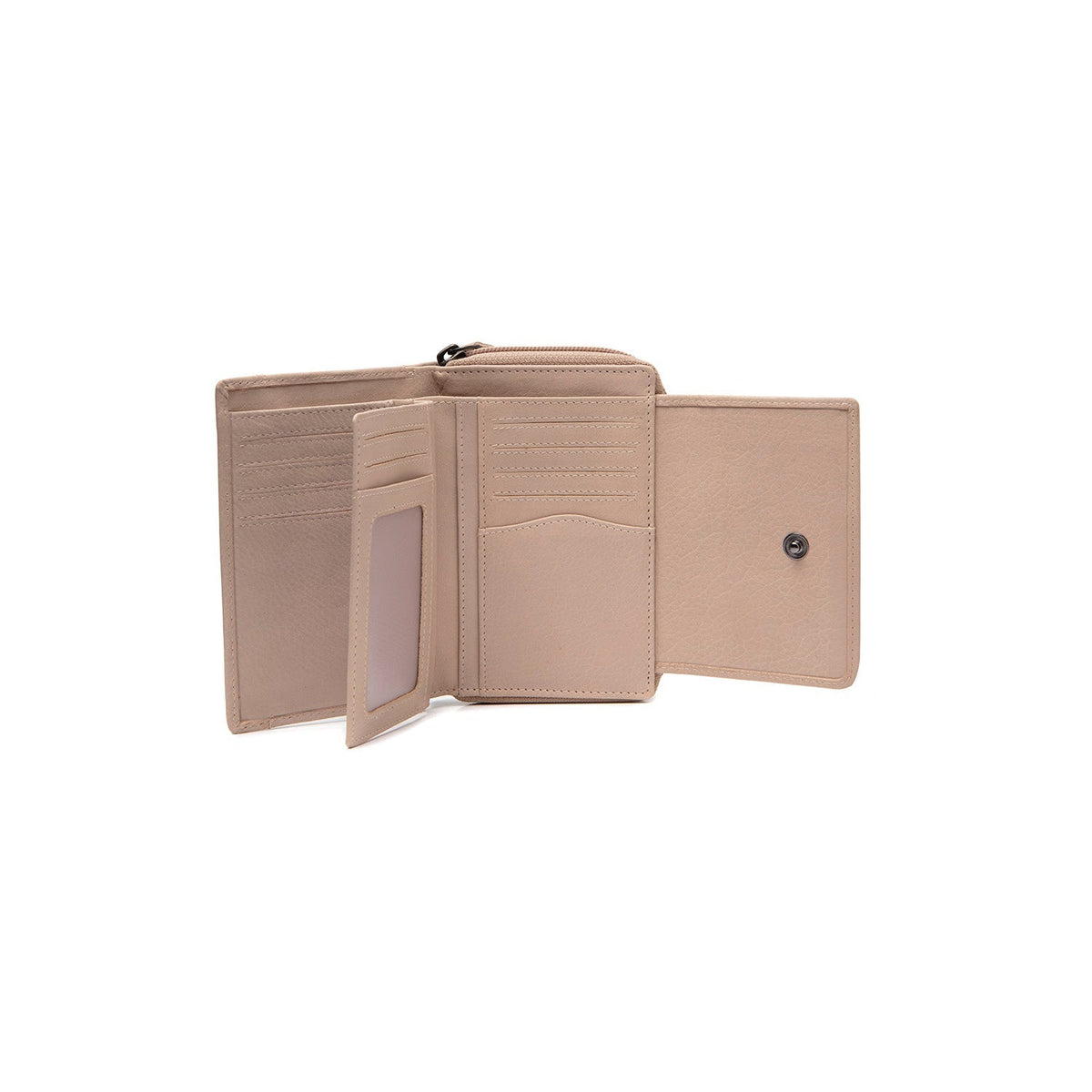 Solid Antique Brass Hardware &amp; Heavy-Duty Dual Zipper Detail on Orveta Full-Grain Leather Wallet voor Dames