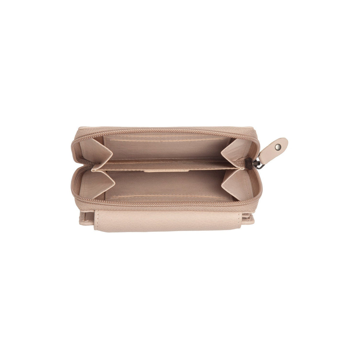 Orveta Full-Grain Leather Wallet voor Dames - Structured Side Profile Showing Gusset Depth &amp; Expansion Capacity