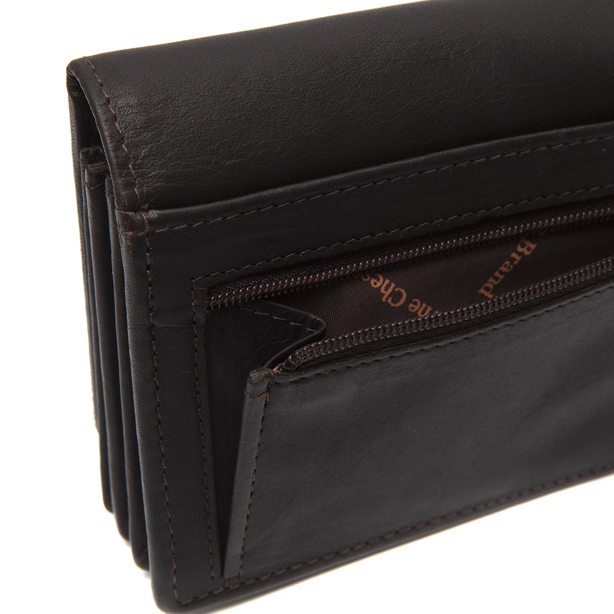 Solid Antique Brass Hardware &amp; Heavy-Duty Dual Zipper Detail on Salzburg Full-Grain Leather Wallet voor Dames