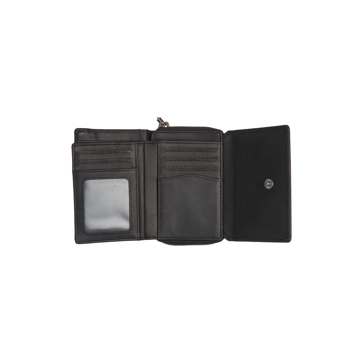 Sorraia Full-Grain Leather Wallet voor Dames - Structured Side Profile Showing Gusset Depth &amp; Expansion Capacity
