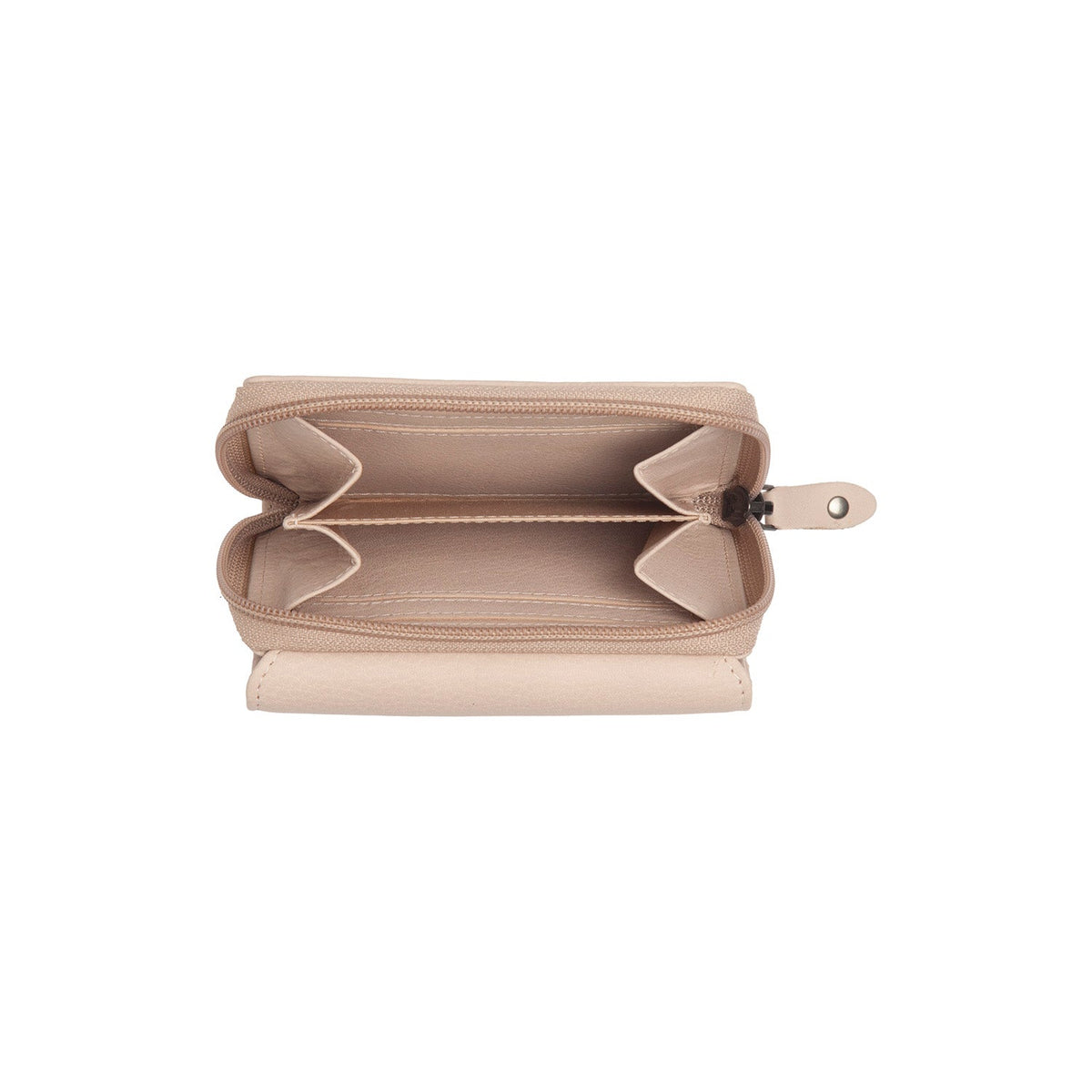 Solid Antique Brass Hardware &amp; Heavy-Duty Dual Zipper Detail on Zelan Full-Grain Leather Wallet voor Dames
