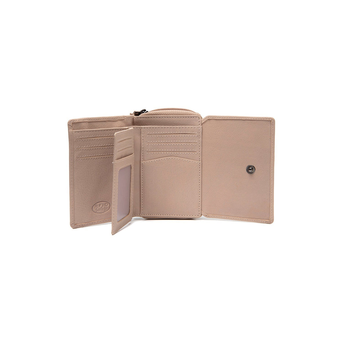 Zelan Full-Grain Leather Wallet voor Dames - Structured Side Profile Showing Gusset Depth &amp; Expansion Capacity