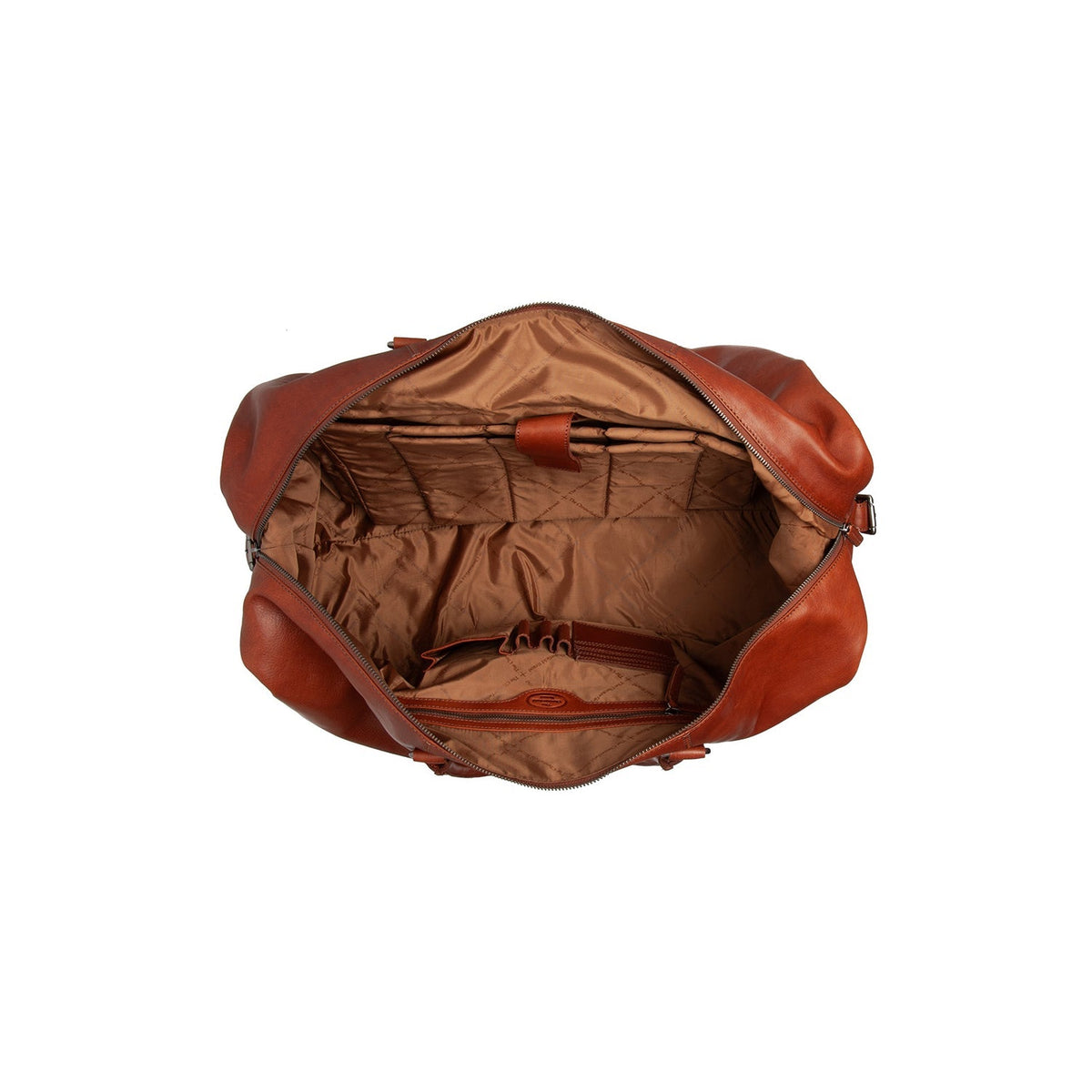 Solid Antique Brass Hardware &amp; Heavy-Duty Dual Zipper Detail on Cavoli Full-Grain Leather Weekender Bag voor Dames
