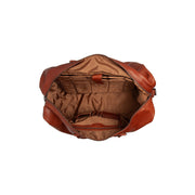 Solid Antique Brass Hardware &amp; Heavy-Duty Dual Zipper Detail on Cavoli Full-Grain Leather Weekender Bag voor Dames