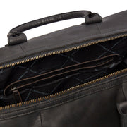 Solid Antique Brass Hardware &amp; Heavy-Duty Dual Zipper Detail on Portsmouth Full-Grain Leather Weekender Bag voor Dames
