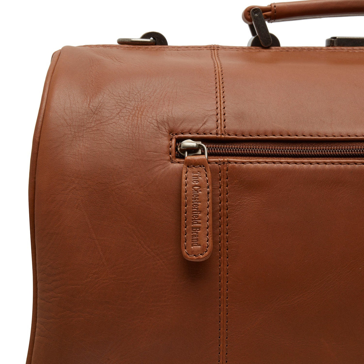 Texel Full-Grain Leather Weekender Bag voor Dames - Structured Side Profile Showing Gusset Depth &amp; Expansion Capacity
