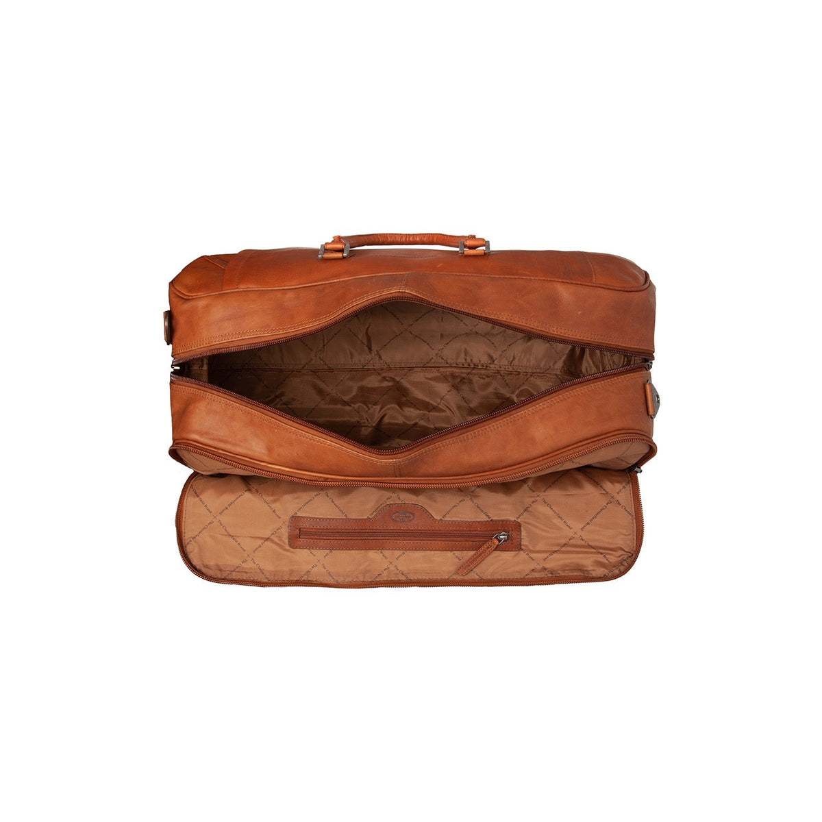 Cognac Leather Weekender Trolley Jayven voor Dames, detail view 4