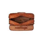 Cognac Leather Weekender Trolley Jayven voor Dames, detail view 4