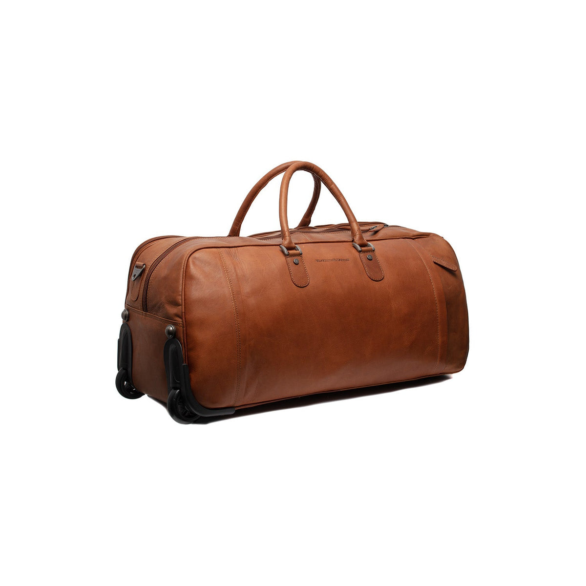 Cognac Leather Weekender Trolley Jayven voor Dames, detail view 6