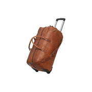 Cognac Leather Weekender Trolley Jayven voor Dames, front view