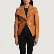 
Lee Lichtbruin Bruin Leren Leren Blazer voor Dames in Tan Brown Sheepskin Leather - Vooraanzicht & getailleerd silhouet | Online kopen