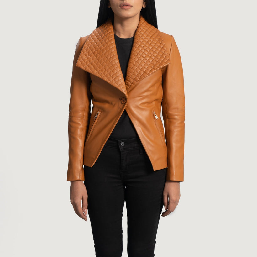 Lee Lichtbruin Bruin Leren Leren Blazer voor Dames