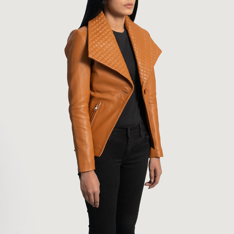 Lee Lichtbruin Bruin Leren Leren Blazer voor Dames