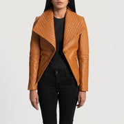 
Lee Lichtbruin Bruin Leren Leren Blazer voor Dames - Zijaanzicht met ergonomische mouwsnede