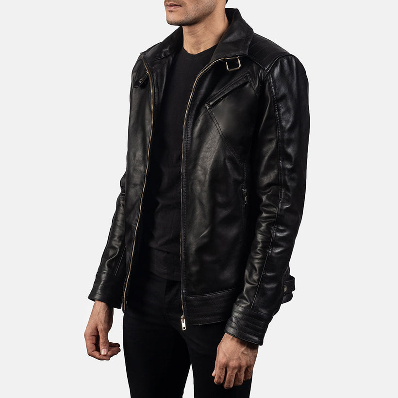 Legacy Zwart Leren Bikerjack voor Heren