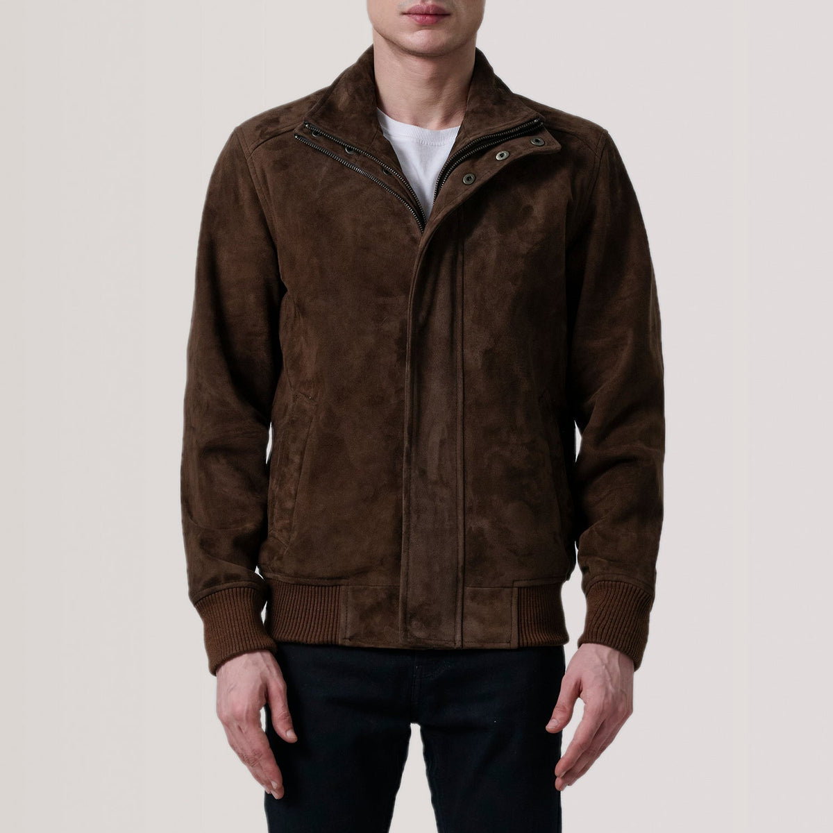 Lester Bruin Suede Leren Bomberjack voor Heren – alternate product view 3