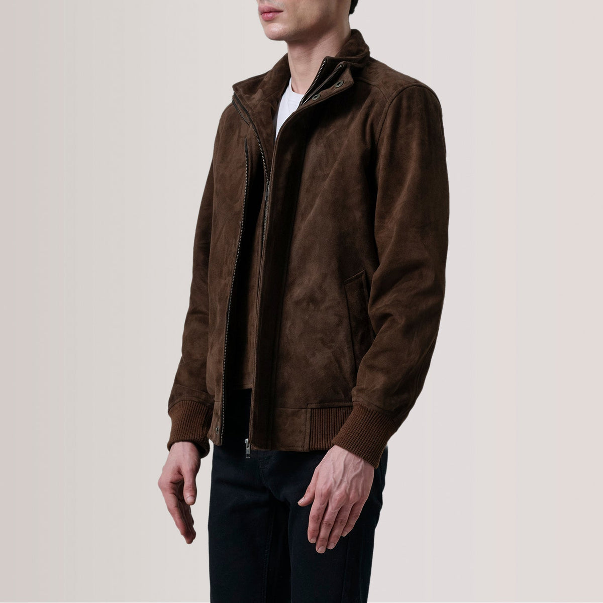 Lester Bruin Suede Leren Bomberjack voor Heren – alternate product view 4