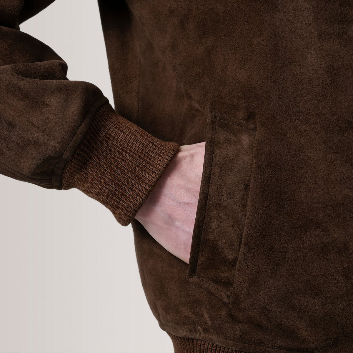 Lester Bruin Suede Leren Bomberjack voor Heren – alternate product view 6