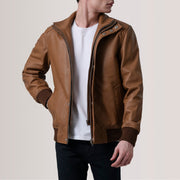 Lester Bruin Suede Leren Bomberjack voor Heren – alternate product view 1