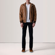 Lester Bruin Suede Leren Bomberjack voor Heren – alternate product view 2