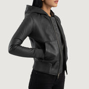
Luna Hooded Leren Bomberjack voor Dames – alternate product view 2