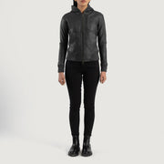 
Luna Hooded Leren Bomberjack voor Dames – alternate product view 3