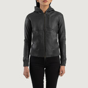
Luna Hooded Leren Bomberjack voor Dames – alternate product view 4