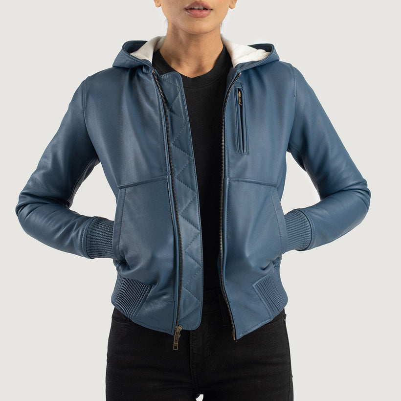 Luna Hooded Leren Bomberjack voor Dames