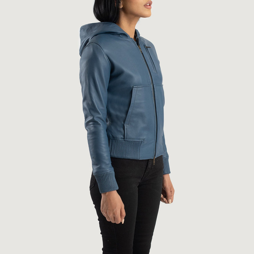 Luna Hooded Leren Bomberjack voor Dames