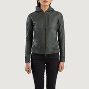 
Luna Hooded Leren Bomberjack voor Dames – alternate product view 4