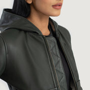 
Luna Hooded Leren Bomberjack voor Dames – alternate product view 6