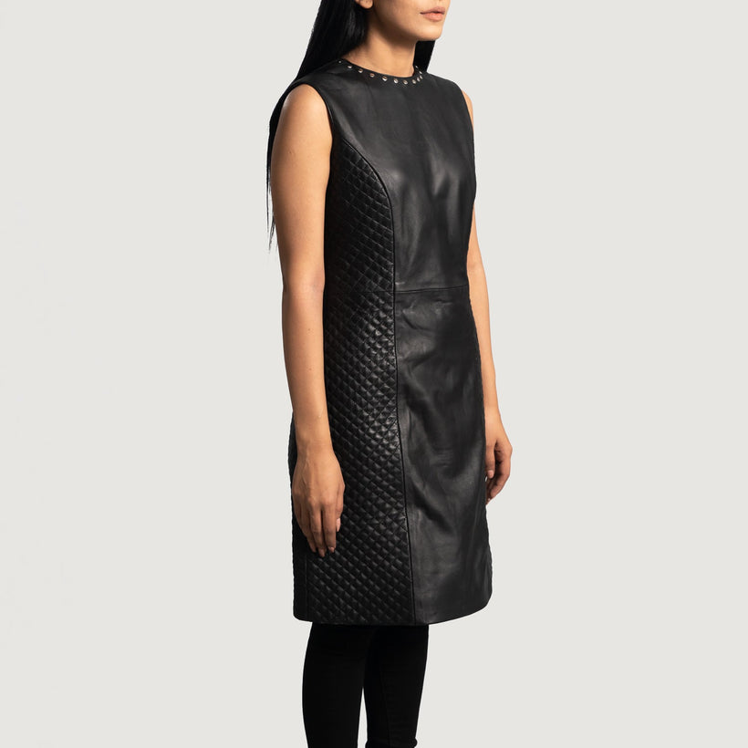 Luxe Zwart Leather Dress voor Dames