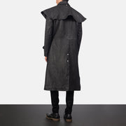 
Maverick Zwart Leather Duster voor Heren - Zijaanzicht met ergonomische mouwsnede