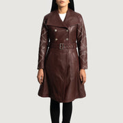 
Missoni Kastanjebruin Leren Trenchcoat voor Dames in Maroon Sheepskin Leather - Vooraanzicht & getailleerd silhouet | Online kopen