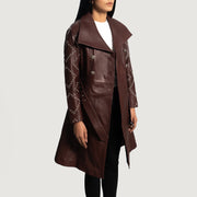 
Missoni Kastanjebruin Leren Trenchcoat voor Dames - Zijaanzicht met ergonomische mouwsnede