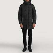 
Moore Zwart Hooded Parka voor Heren - Zijaanzicht met ergonomische mouwsnede